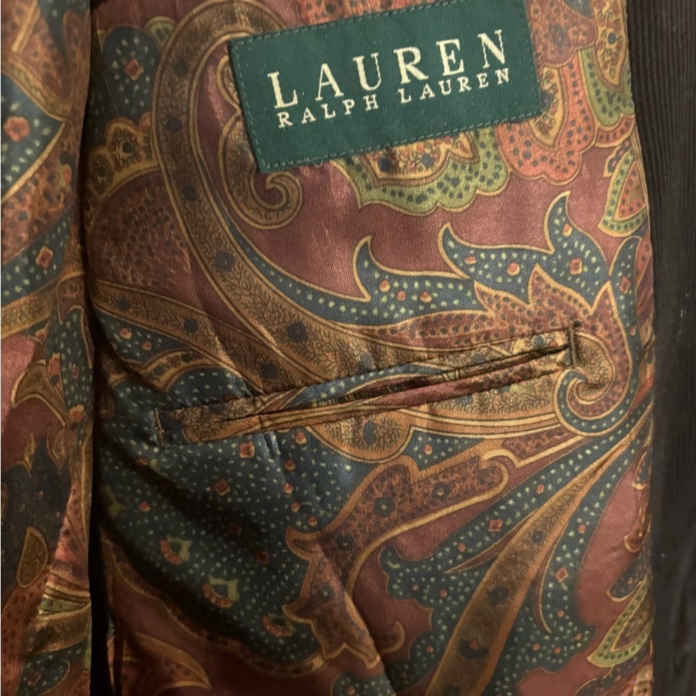 Lauren Ralph Lauren Blazer 42L Black Cotton Corduroy Preppy Sport Coat Jacket - Picture 9 of 9